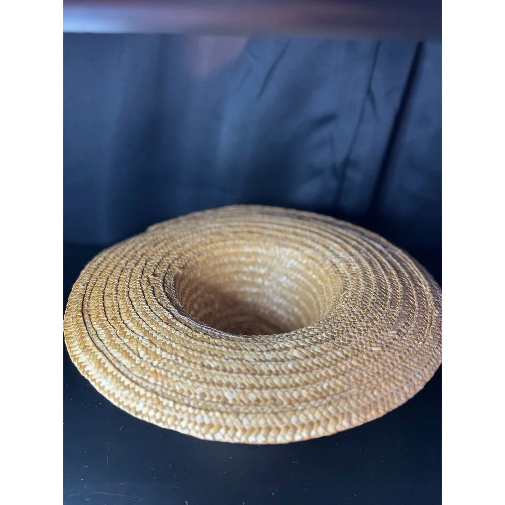Unbranded Childrens Woven Straw Sun Hat Wide Brim Natural Tan Summer Beach Hat